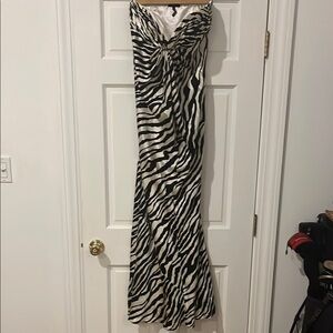 Zebra Print Strapless Maxi Dress